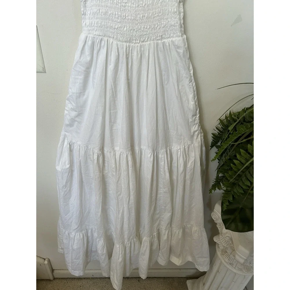 Abercrombie Sydney Smocked Tiered Maxi Dress White Cotton S Cottagecore Nap
